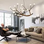 Damian Rustic Tree Branch Chandelier with Bubble Glass Lamp Shades