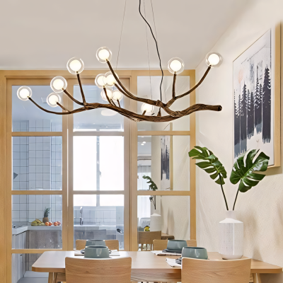 Damian Rustic Tree Branch Chandelier with Bubble Glass Lamp Shades Damian Rustic Tree Branch Chandelier with Bubble Glass Lamp Shades