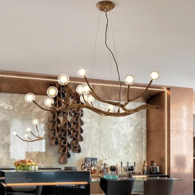 Damian Rustic Tree Branch Chandelier with Bubble Glass Lamp Shades Damian Rustic Tree Branch Chandelier with Bubble Glass Lamp Shades