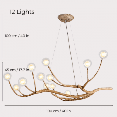 Damian Rustic Tree Branch Chandelier with Bubble Glass Lamp Shades Damian Rustic Tree Branch Chandelier with Bubble Glass Lamp Shades
