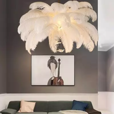 Caden Modern Nordic Ostrich Feather Chandelier