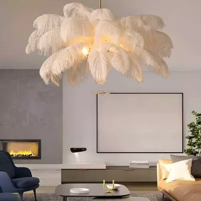 Caden Modern Nordic Ostrich Feather Chandelier