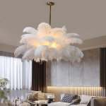 Caden Modern Nordic Ostrich Feather Chandelier