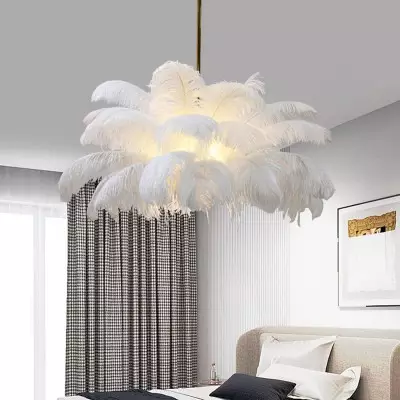 Caden Modern Nordic Ostrich Feather Chandelier Caden Modern Nordic Ostrich Feather Chandelier