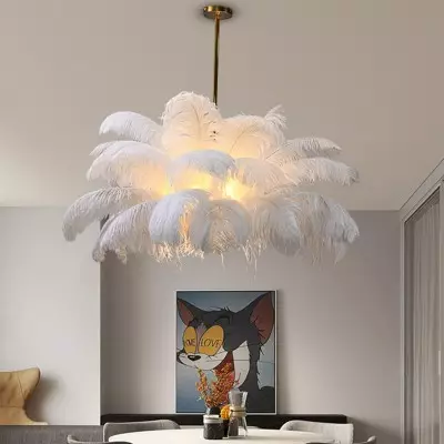 Caden Modern Nordic Ostrich Feather Chandelier