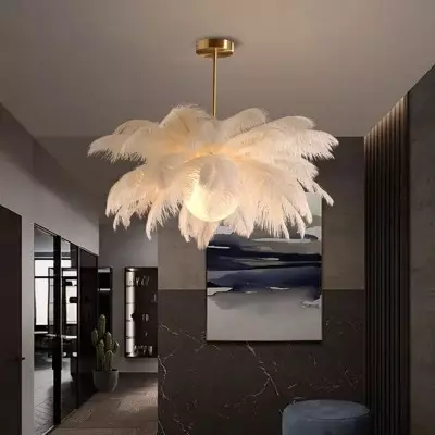 Caden Modern Nordic Ostrich Feather Chandelier Caden Modern Nordic Ostrich Feather Chandelier