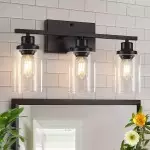 Lynor Classic Farmhouse Clear Glass Triple Sconce Lynor Classic Farmhouse Clear Glass Triple Sconce