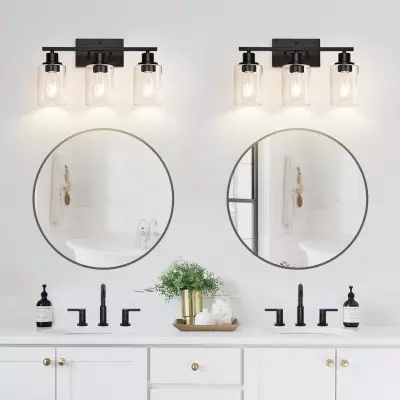 Lynor Classic Farmhouse Clear Glass Triple Sconce Lynor Classic Farmhouse Clear Glass Triple Sconce