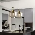 Vylith Brass Cognac Glass Single Hanging Lamp