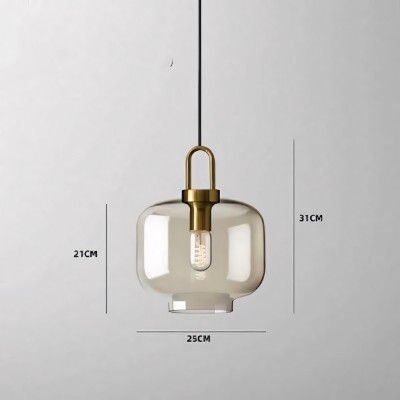 Vylith Brass Cognac Glass Single Hanging Lamp Vylith Brass Cognac Glass Single Hanging Lamp