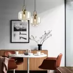 Vylith Brass Cognac Glass Single Hanging Lamp
