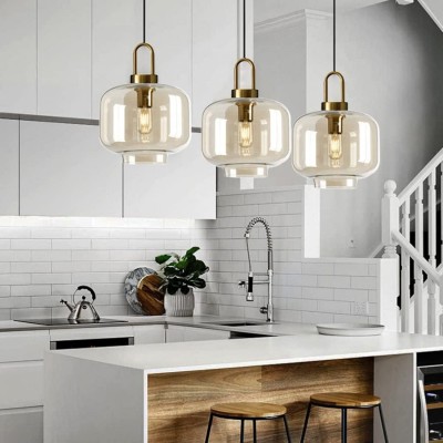 Vylith Brass Cognac Glass Single Hanging Lamp Vylith Brass Cognac Glass Single Hanging Lamp
