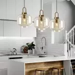 Vylith Brass Cognac Glass Single Hanging Lamp