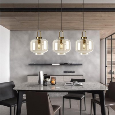 Vylith Brass Cognac Glass Single Hanging Lamp Vylith Brass Cognac Glass Single Hanging Lamp