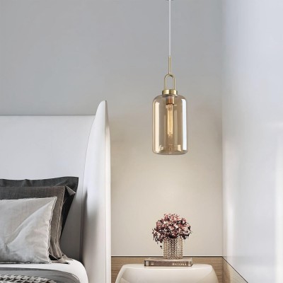Vylith Brass Cognac Glass Single Hanging Lamp Vylith Brass Cognac Glass Single Hanging Lamp