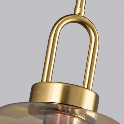 Vylith Brass Cognac Glass Single Hanging Lamp Vylith Brass Cognac Glass Single Hanging Lamp