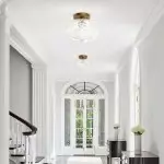 Ixionis Retro Carved Glass Semi Flush Ceiling Light