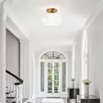 Ixionis Retro Carved Glass Semi Flush Ceiling Light