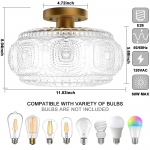 Ixionis Retro Carved Glass Semi Flush Ceiling Light