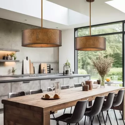 Zanthe 4 Light Vintage Industrial Iron Drum Chandelier Zanthe 4 Light Vintage Industrial Iron Drum Chandelier
