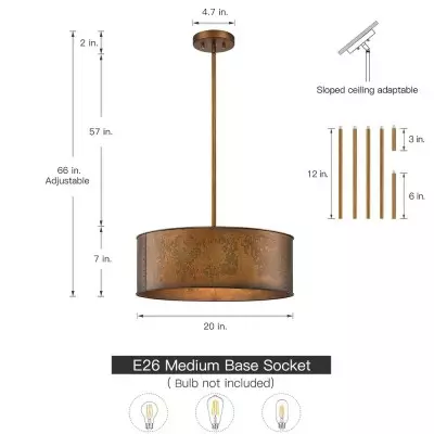 Zanthe 4 Light Vintage Industrial Iron Drum Chandelier