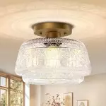 Adara Retro American Exquisite Glass Semi Flush Mount Ceiling Light Adara Retro American Exquisite Glass Semi Flush Mount Ceiling Light
