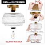 Ixionis Farmhouse Patterned Glass Semi Flush Mount Ceiling Light