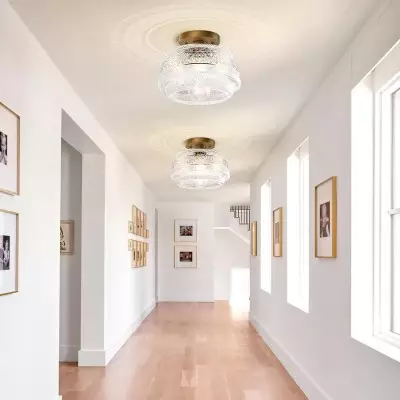 Ixionis Farmhouse Patterned Glass Semi Flush Mount Ceiling Light Ixionis Farmhouse Patterned Glass Semi Flush Mount Ceiling Light