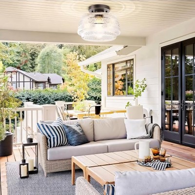 Ixionis Farmhouse Patterned Glass Semi Flush Mount Ceiling Light Ixionis Farmhouse Patterned Glass Semi Flush Mount Ceiling Light
