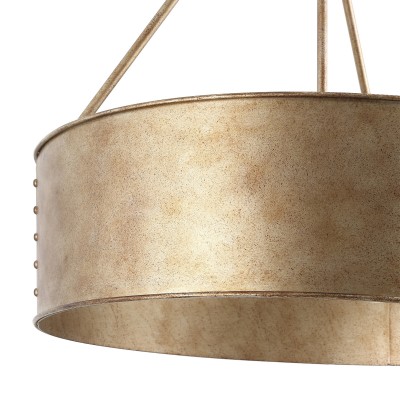 Bradley Industrial Distressed Metal Drum Shade Chandelier Bradley Industrial Distressed Metal Drum Shade Chandelier
