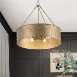 Bradley Industrial Distressed Metal Drum Shade Chandelier Bradley Industrial Distressed Metal Drum Shade Chandelier
