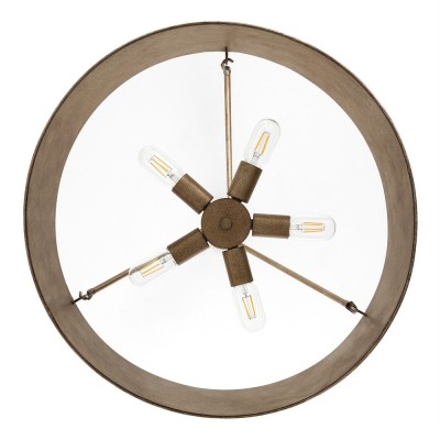 Bradley Industrial Distressed Metal Drum Shade Chandelier Bradley Industrial Distressed Metal Drum Shade Chandelier