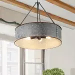 Bradley Industrial Distressed Metal Drum Shade Chandelier Bradley Industrial Distressed Metal Drum Shade Chandelier