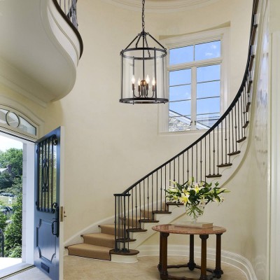 Merrick Metal Lantern Round Glass Chandelier Merrick Metal Lantern Round Glass Chandelier
