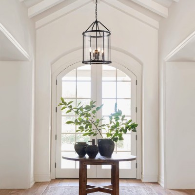 Merrick Metal Lantern Round Glass Chandelier Merrick Metal Lantern Round Glass Chandelier