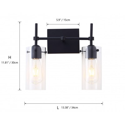 Aerion 2 Light Glass Cylinder Wall Sconce Aerion 2 Light Glass Cylinder Wall Sconce