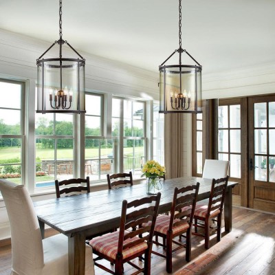 Merrick Metal Lantern Round Glass Chandelier Merrick Metal Lantern Round Glass Chandelier