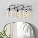 Pyros Farmhouse Clear Glass Cylinder Vanity Wall Light Pyros Farmhouse Clear Glass Cylinder Vanity Wall Light