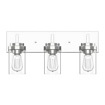 Pyros Farmhouse Clear Glass Cylinder Vanity Wall Light Pyros Farmhouse Clear Glass Cylinder Vanity Wall Light
