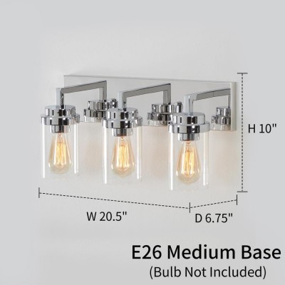 Pyros Farmhouse Clear Glass Cylinder Vanity Wall Light Pyros Farmhouse Clear Glass Cylinder Vanity Wall Light