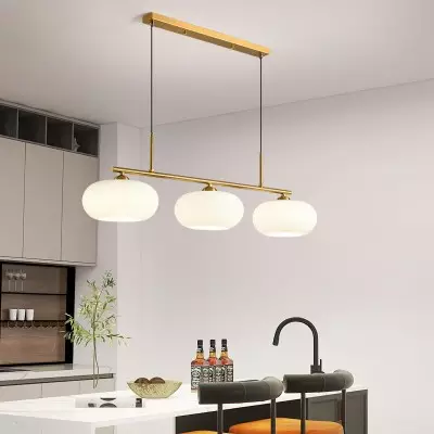 Wrythe 3-Light Milk Glass Linear Pendant Light Wrythe 3-Light Milk Glass Linear Pendant Light