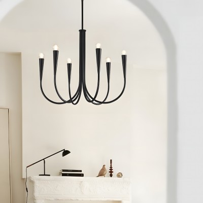 Luren Light Luxury Candle Iron Branch Chandelier