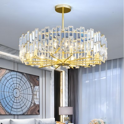 Quirin Luxurious Gold Round Crystal Chandelier