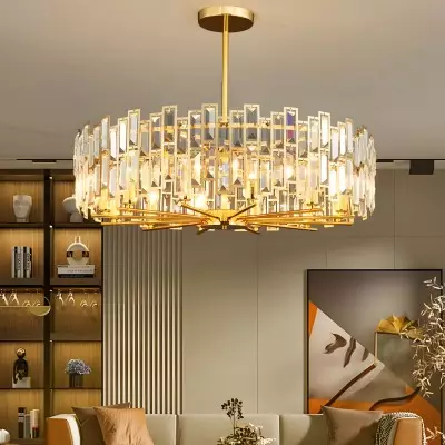Quirin Luxurious Gold Round Crystal Chandelier Quirin Luxurious Gold Round Crystal Chandelier