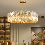 Quirin Luxurious Gold Round Crystal Chandelier Quirin Luxurious Gold Round Crystal Chandelier