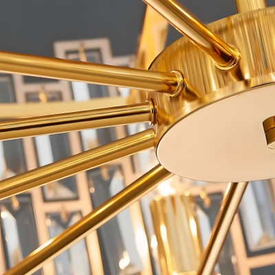 Quirin Luxurious Gold Round Crystal Chandelier