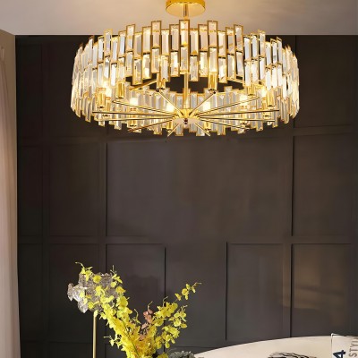 Quirin Luxurious Gold Round Crystal Chandelier