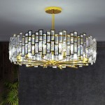 Quirin Luxurious Gold Round Crystal Chandelier Quirin Luxurious Gold Round Crystal Chandelier