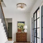 Sylan Farmhouse Round Ribbed Glass Flush Mount Ceiling Light