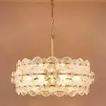 AuroraLux Gold-leaf Round Glass Chandelier
